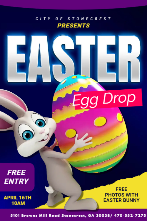 easter egg drop event flyer for April 16, 2022