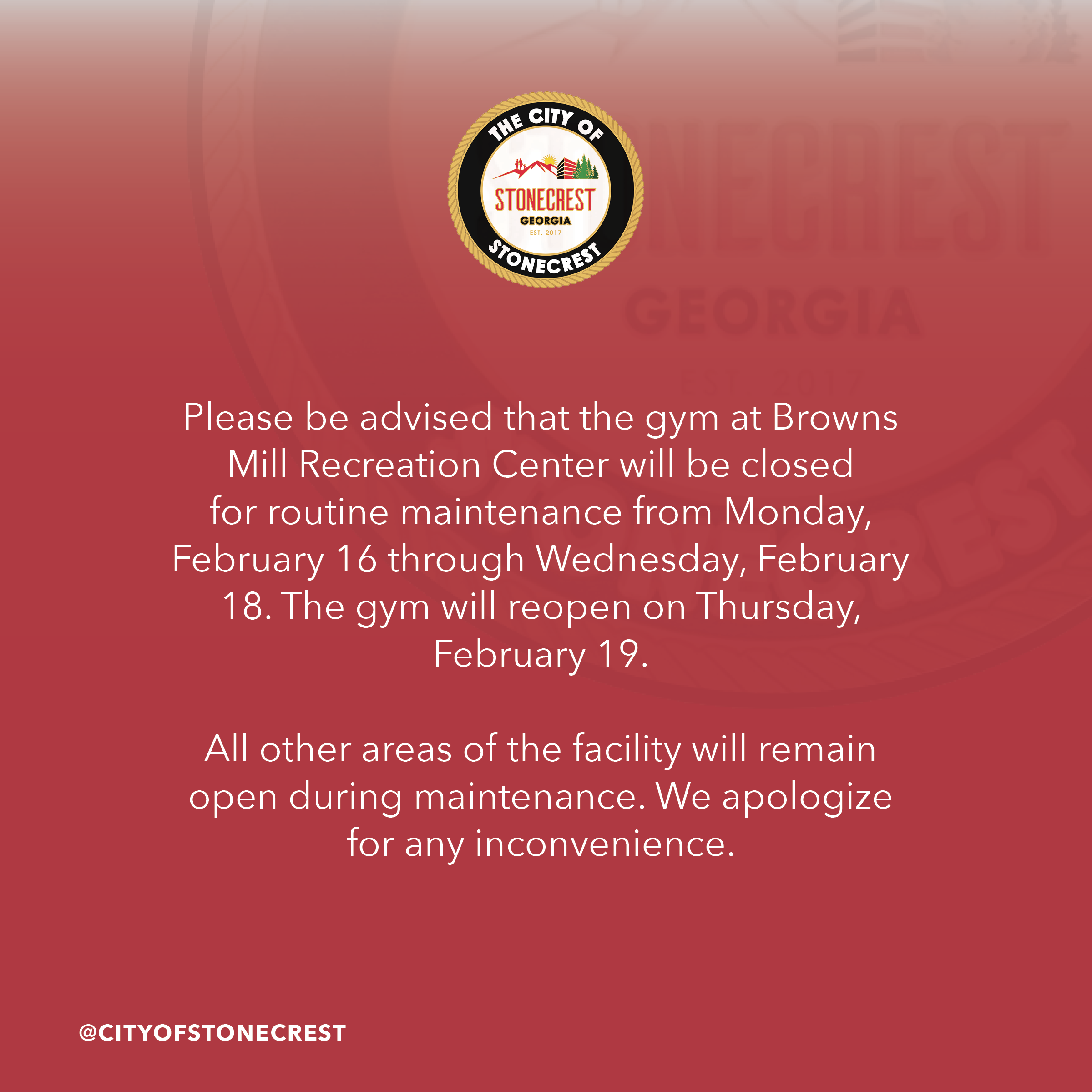 Browns Mill Gym Closure